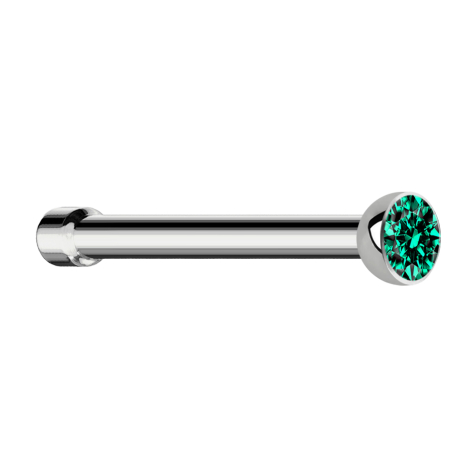 Nose stud straight silver hemisphere crystal turquoise
