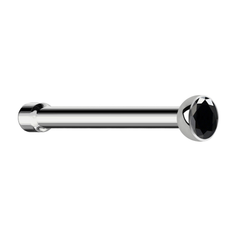 Clous de nez droit argent demi-sphère cristal noir