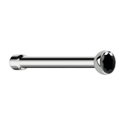 Nose stud straight silver hemisphere crystal black