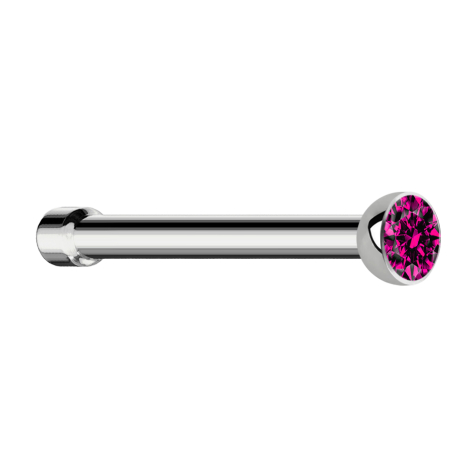 Nasenstecker gerade silber Halbkugel Kristall fuchsia