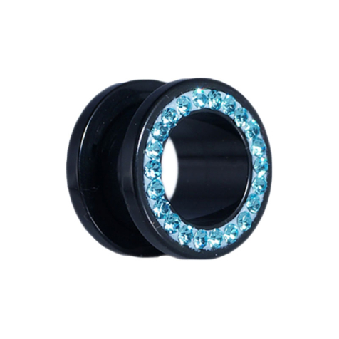 Flesh Tunnel noir avec cristal aqua