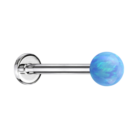 Micro labret silver with ball opal light blue