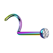 Borchia da naso con emisfero curvo colorato in cristallo...