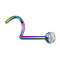 Nose stud curved colored hemisphere crystal silver