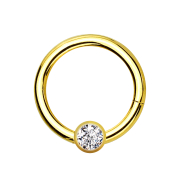 Micro segment ring hinged gold-plated with ball crystal...