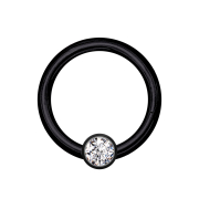 Micro segment ring hinged black with ball crystal silver