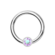 Micro segment ring hinged silver with ball crystal...
