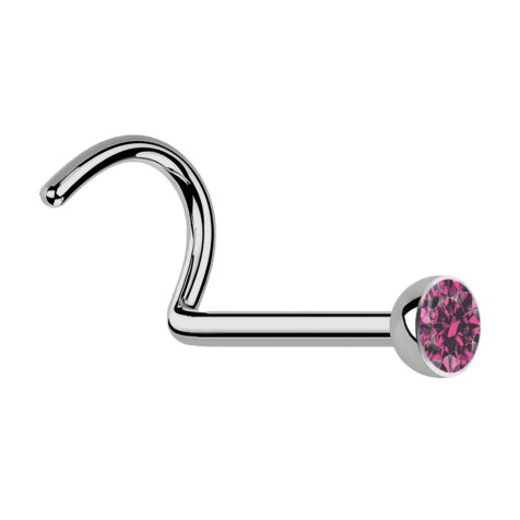 Clous de nez courbés argent demi-sphère cristal rose