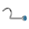 Clou nasal courbé argent demi-sphère cristal bleu clair