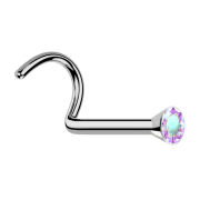 Chiodo da naso curvo in argento con cristallo multicolore