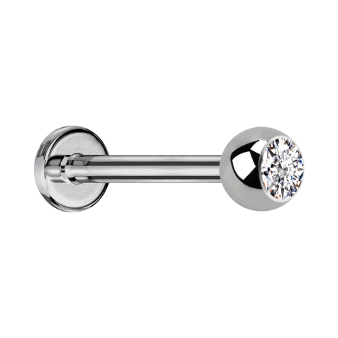 Micro Labret argenté avec boule et cristal argenté