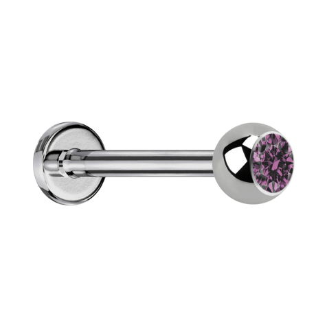 Micro Labret argenté avec boule et cristal violet clair