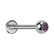 Micro Labret argenté avec boule et cristal violet...