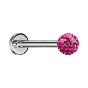 Micro Labret argenté avec boule de cristal rose et...