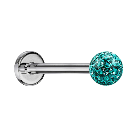 Micro Labret argenté avec boule de cristal turquoise et couche de protection en époxy