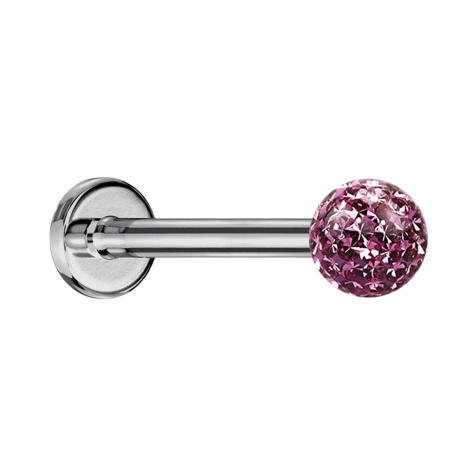 Micro Labret silber mit Kristallkugel hellviolett Epoxy Schutzschicht