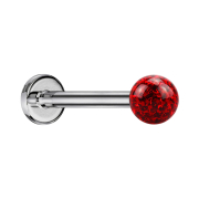 Micro Labret argenté avec boule de cristal rouge...