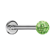 Micro Labret argenté avec boule de cristal vert...