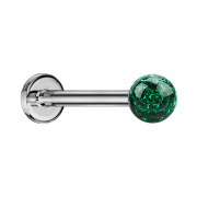 Micro labret silver with crystal ball green and epoxy...