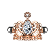 Micro Barbell or rose Tiara avec cristal argenté