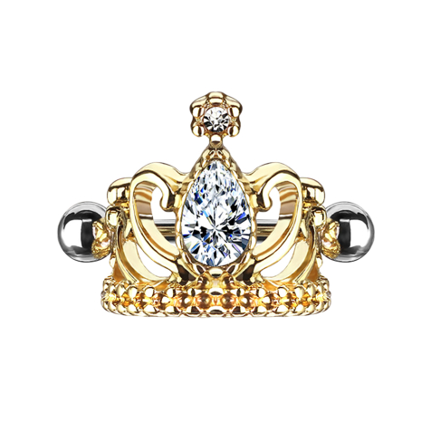 Micro Barbell doré Tiara avec cristal argenté