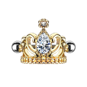 Micro Barbell doré Tiara avec cristal argenté