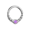 Micro piercing anneau argent demi tressé avec opale violette