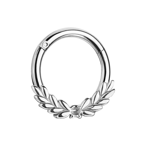 Micro segment ring hinged silver with laurel wreath