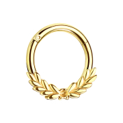 Micro segment ring hinged gold-plated with laurel wreath
