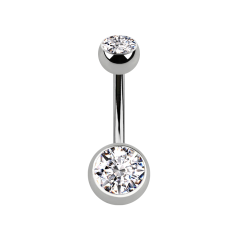 Banana silver with two balls silver with crystal silver