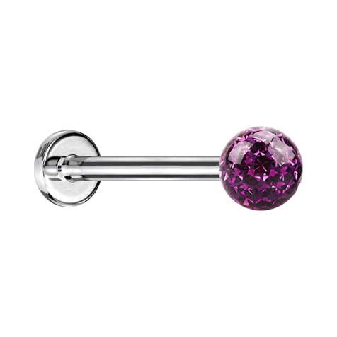 Micro labret argento con sfera di cristallo viola e strato protettivo epossidico
