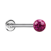 Micro Labret argenté avec boule de cristal fuchsia...