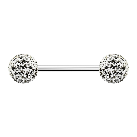 Micro Barbell argenté avec deux boules argentées Couche de protection époxyde