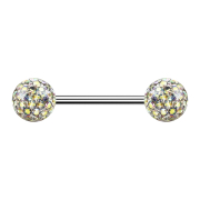 Micro barbell silver with two balls multicolor epoxy...