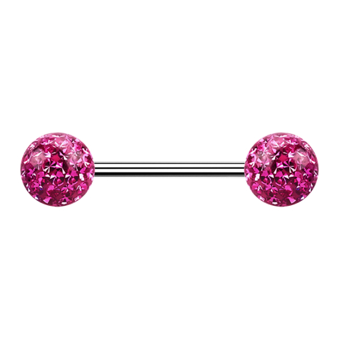 Micro Barbell argenté avec deux boules roses couche protectrice dépoxy