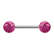 Micro barbell silver with two balls pink Epoxy protective...
