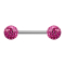 Micro Barbell argenté avec deux boules roses couche protectrice dépoxy
