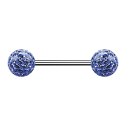 Micro barbell silver with two balls light blue epoxy...