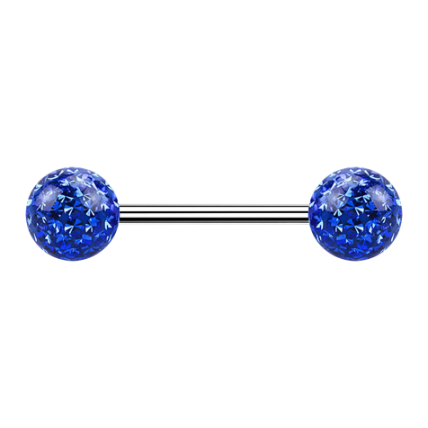 Micro Barbell argent avec deux boules bleu foncé couche protectrice dépoxy