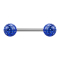 Micro Barbell argent avec deux boules bleu foncé couche protectrice dépoxy