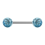Micro barbell silver with two balls aqua epoxy protective...
