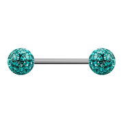 Micro barbell silver with two turquoise balls Epoxy...