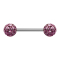 Micro barbell silver with two balls light purple epoxy protective coating
