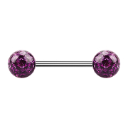 Micro barbell silver with two balls violet epoxy...