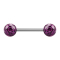 Micro Barbell argent avec deux boules violettes couche protectrice dépoxy