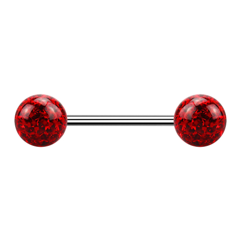 Micro Barbell argent avec deux boules rouges couche de protection Epoxy