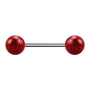 Micro Barbell silver with two balls red Epoxy protective...
