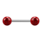 Micro Barbell argent avec deux boules rouges couche de protection Epoxy