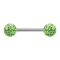 Micro barbell silver with two balls light green epoxy protective coating