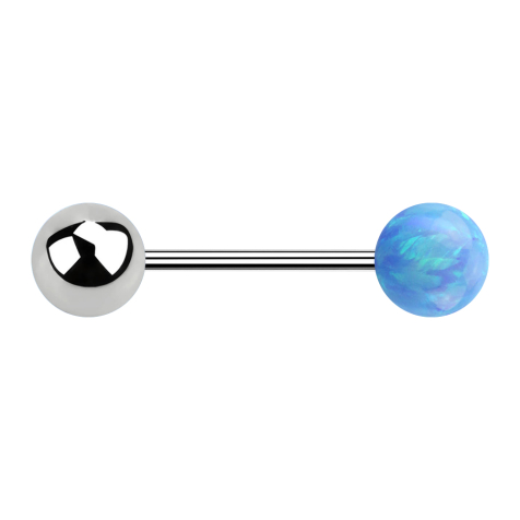 Micro Barbell argent avec boule et boule opale bleu clair